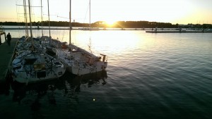Abends nach dem Training, die Minis im Päckchen in Lorient